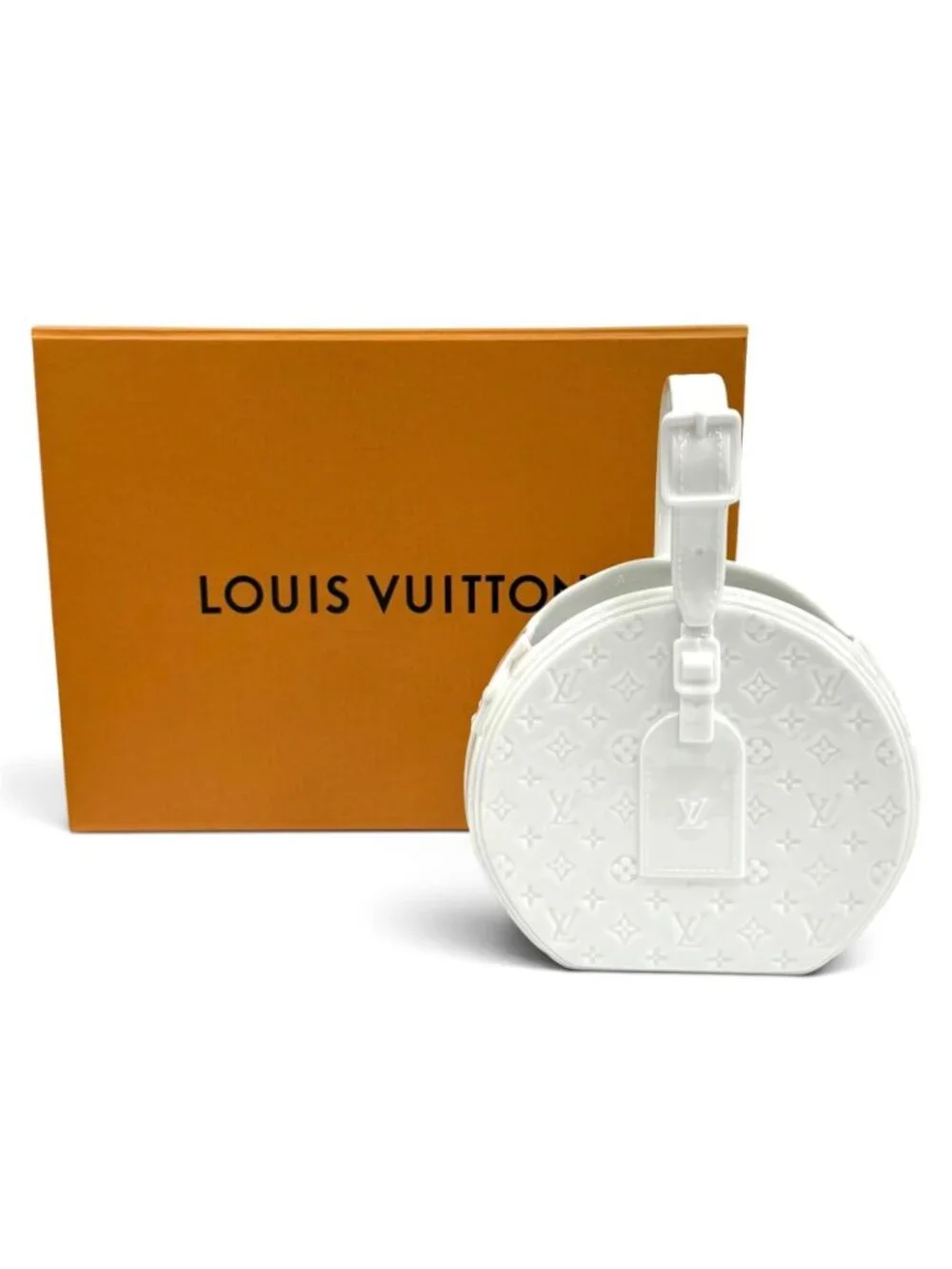 Louis Vuitton Vase Porcelain Monogram Pattern Embossed Bag Motif White